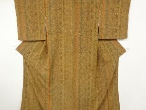 縞に花古典柄模様小紋着物